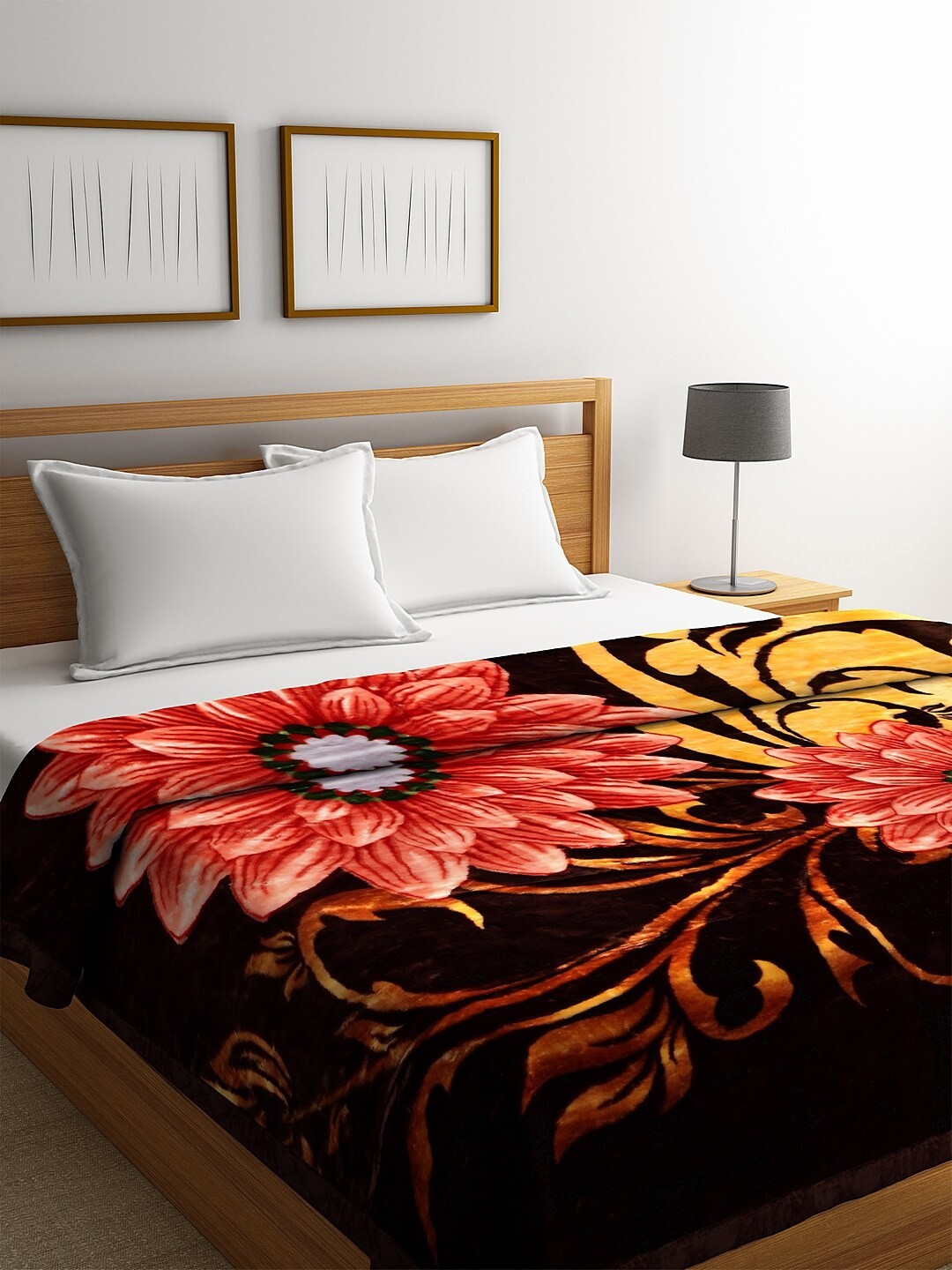 

KLOTTHE Multicoloured Floral Heavy Winter 800 GSM Double Bed Blanket, Multi