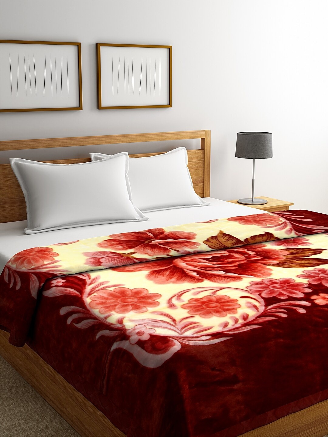 

KLOTTHE Multicoloured Floral Heavy Winter 800 GSM Double Bed Blanket, Multi