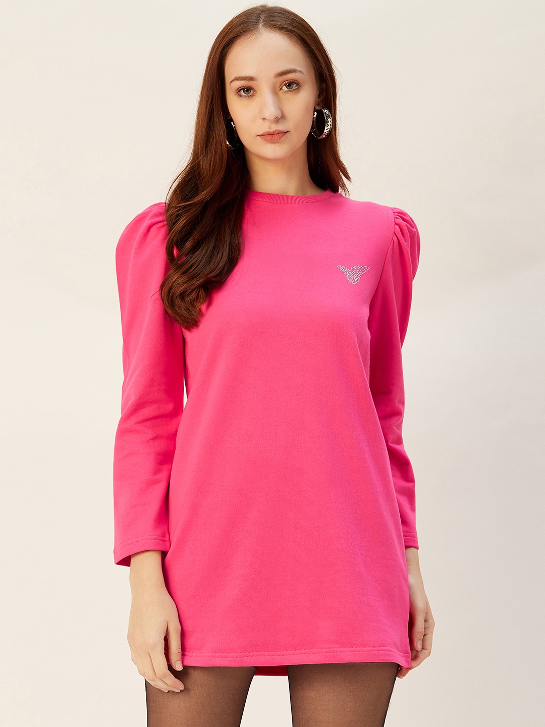 

Sera Women Pink Solid Longline Sweatshirt
