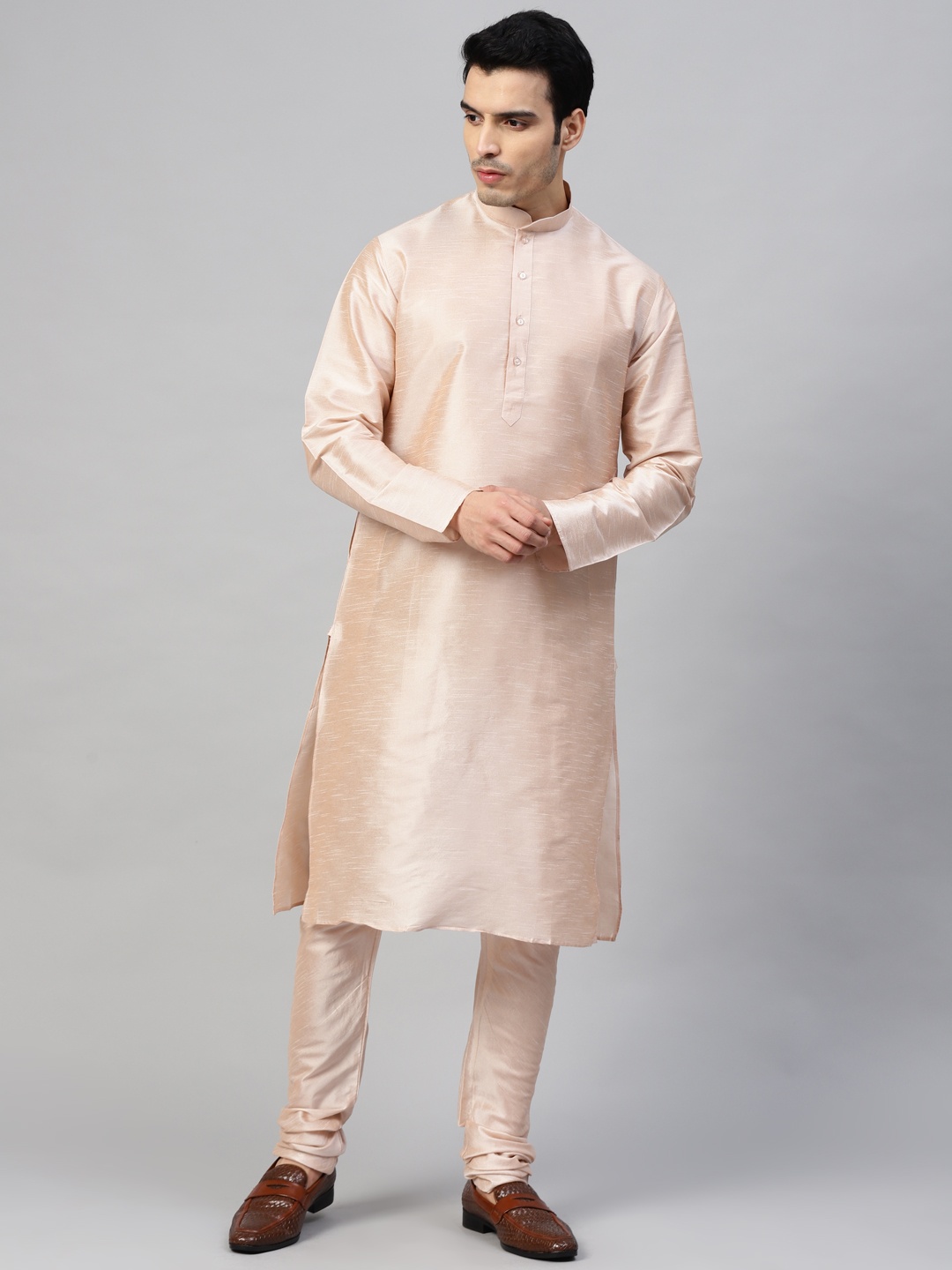 

MANQ Men Dusty Pink Solid Kurta with Churidar