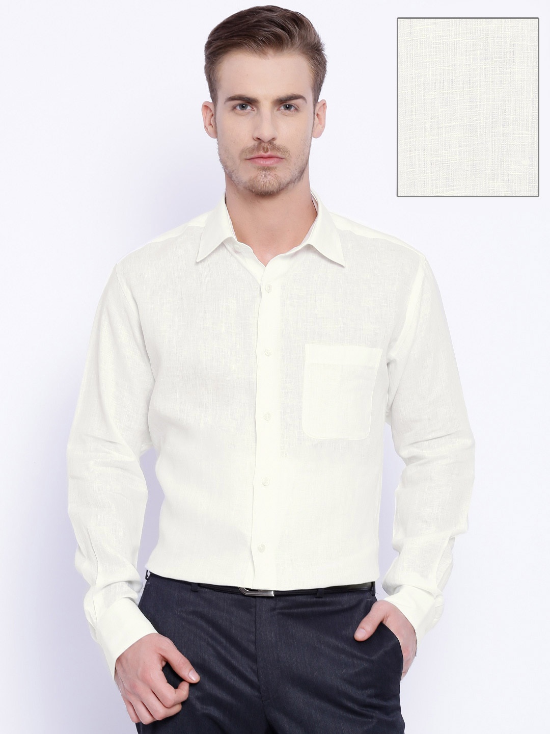 

Raymond Off-White Linen Contemporary Fit Formal Shirt