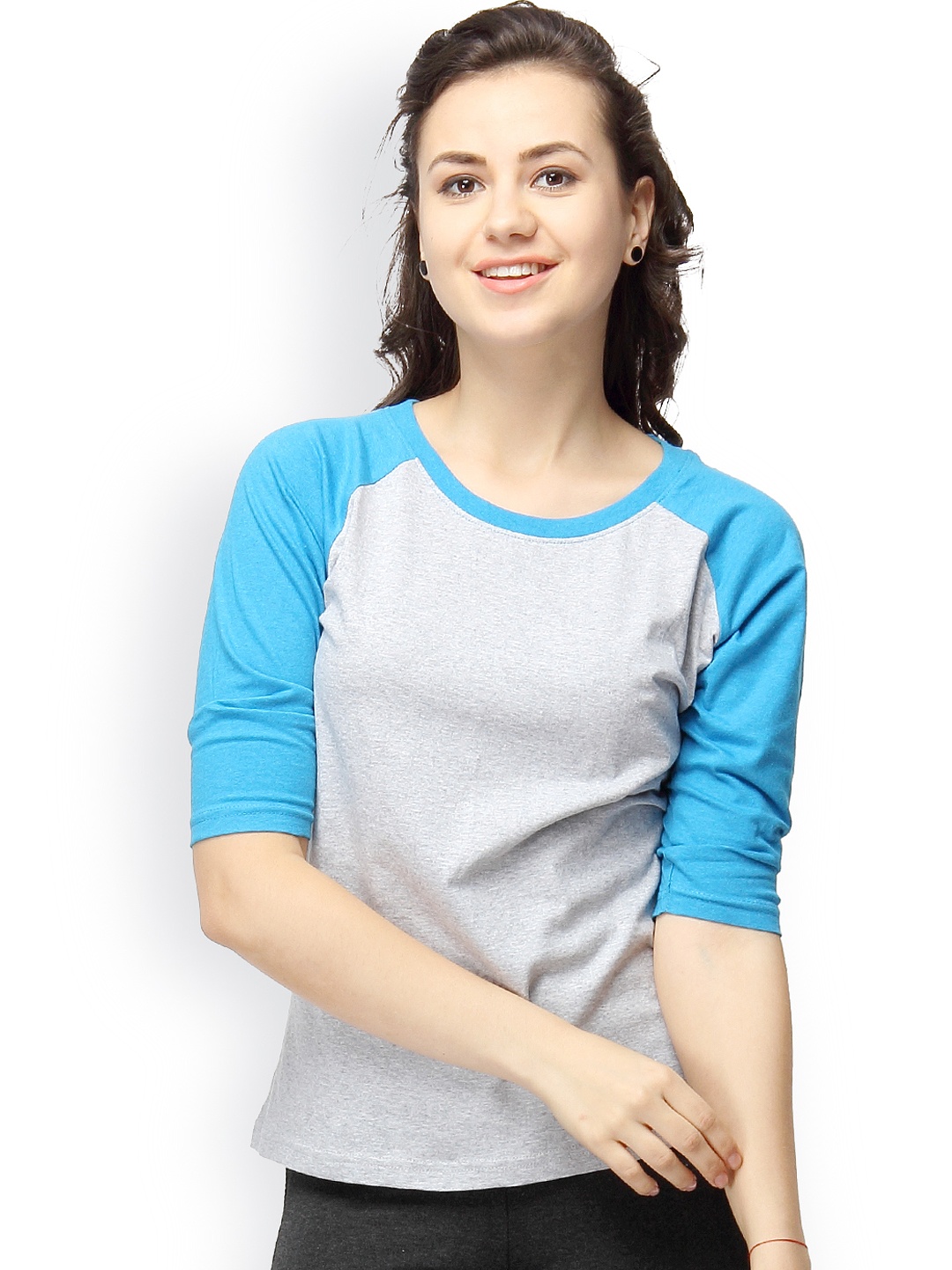 

Campus Sutra Grey & Blue T-shirt
