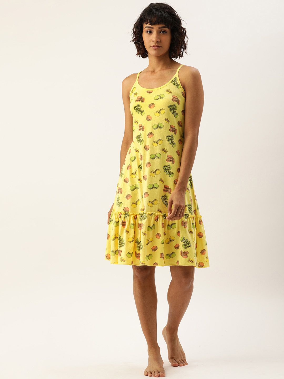 

Slumber Jill Yellow & Green Printed Nightdress