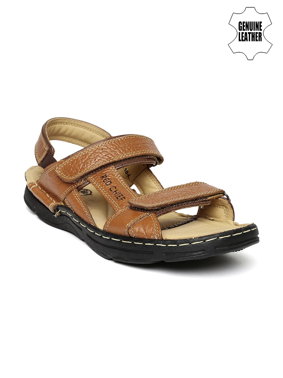 

Red Chief Men Brown Genuine Leather Sandals
