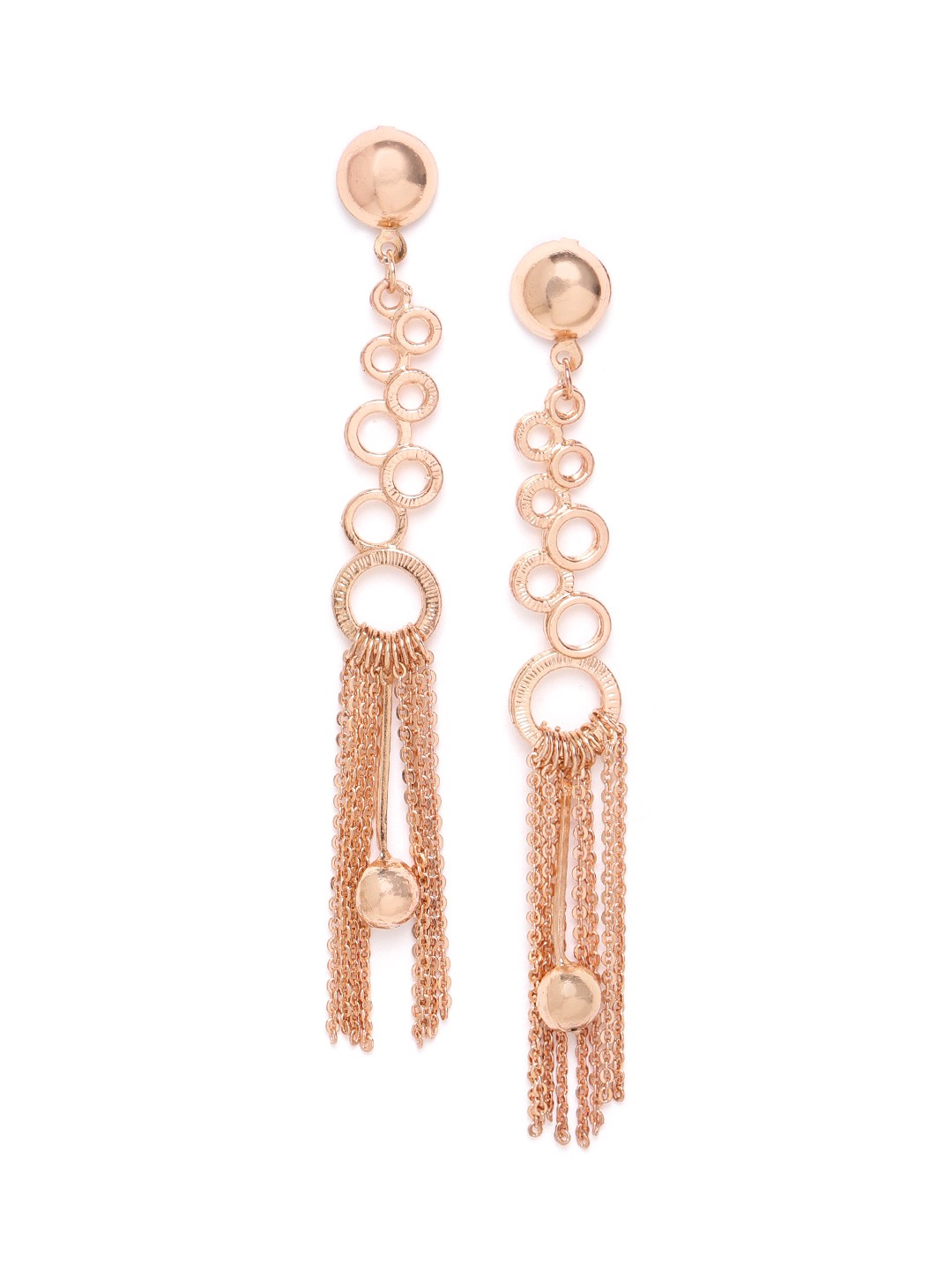 

SASSAFRAS Rose Gold-Plated Handcrafted Contemporary Drop Earrings