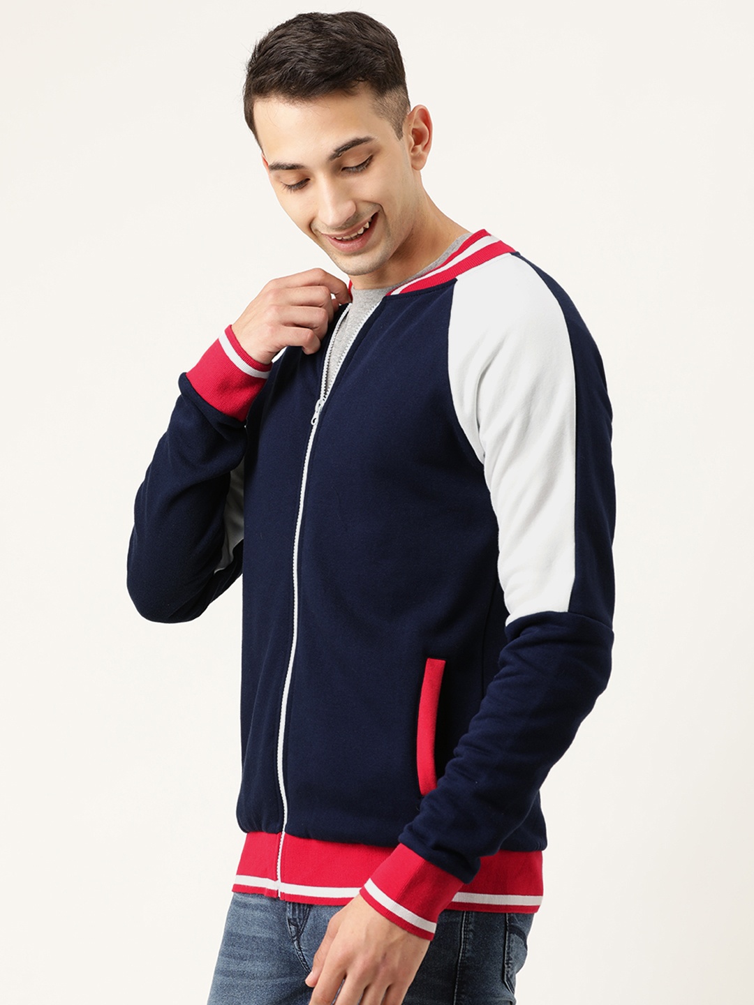 

Campus Sutra Men Navy Blue Solid Bomber Jacket