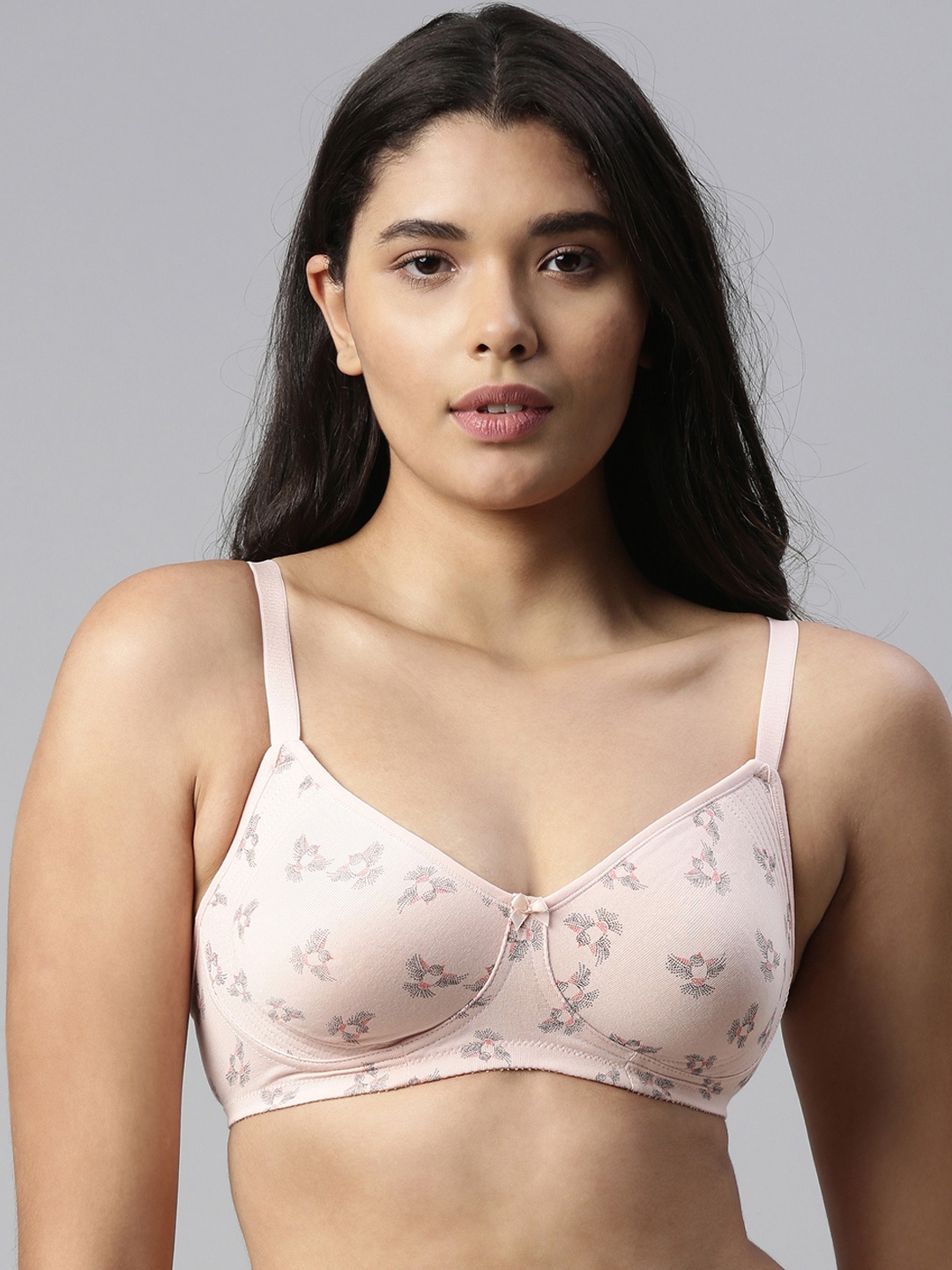 

Enamor Beige Non-Wired Non Padded High Coverage Everyday Bra A074, Pink