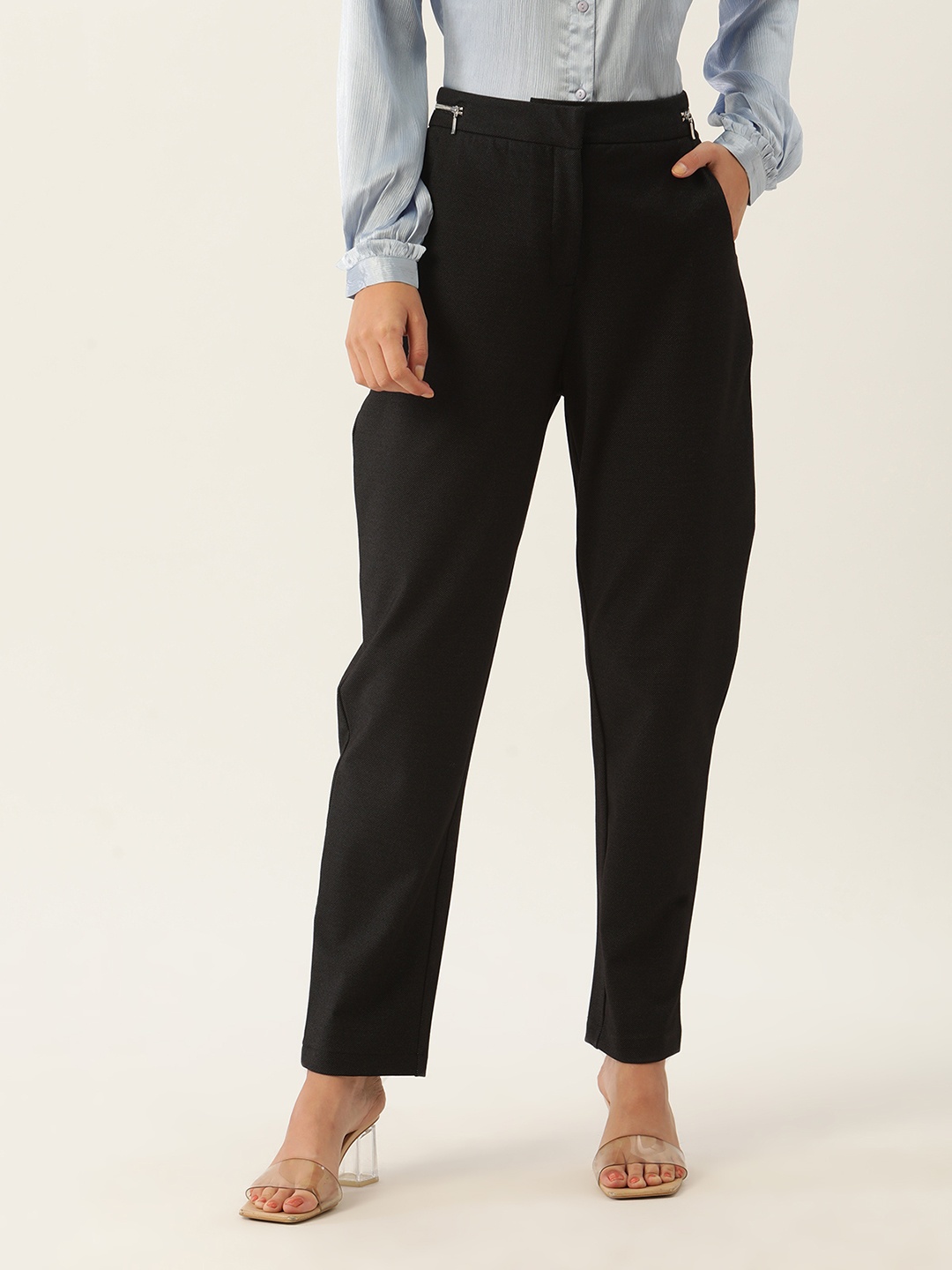 

ZOELLA Women Black Solid Regular Trousers