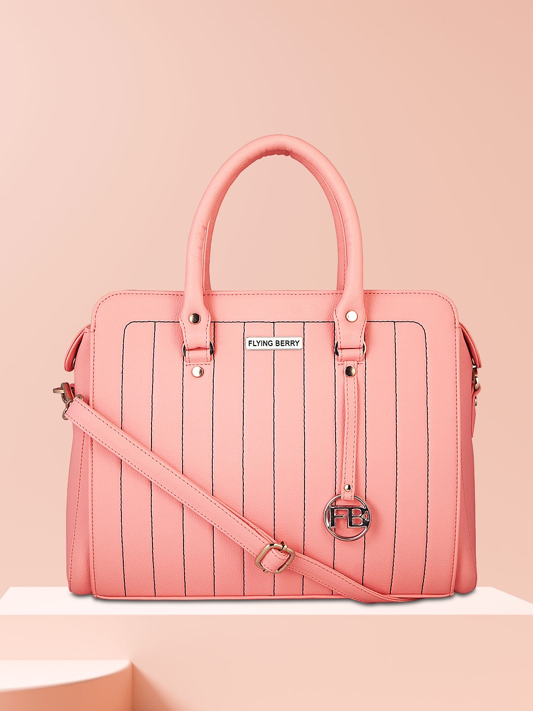 

FLYING BERRY Pink Textured Handheld Bag