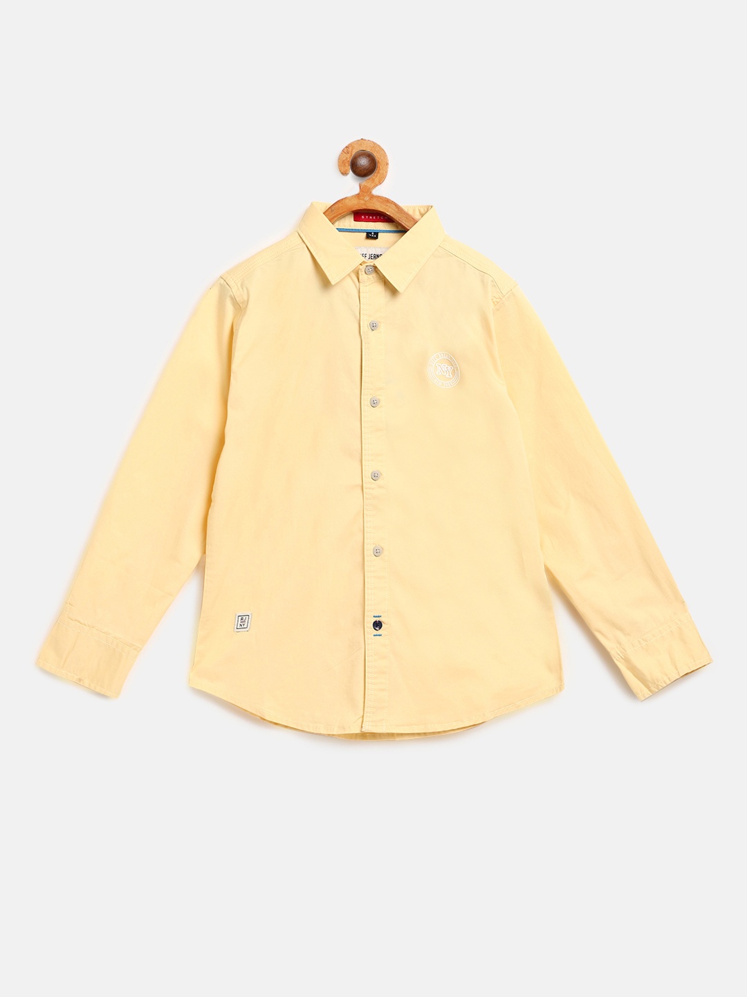 

RUFF Boys Yellow Slim Fit Solid Casual Shirt