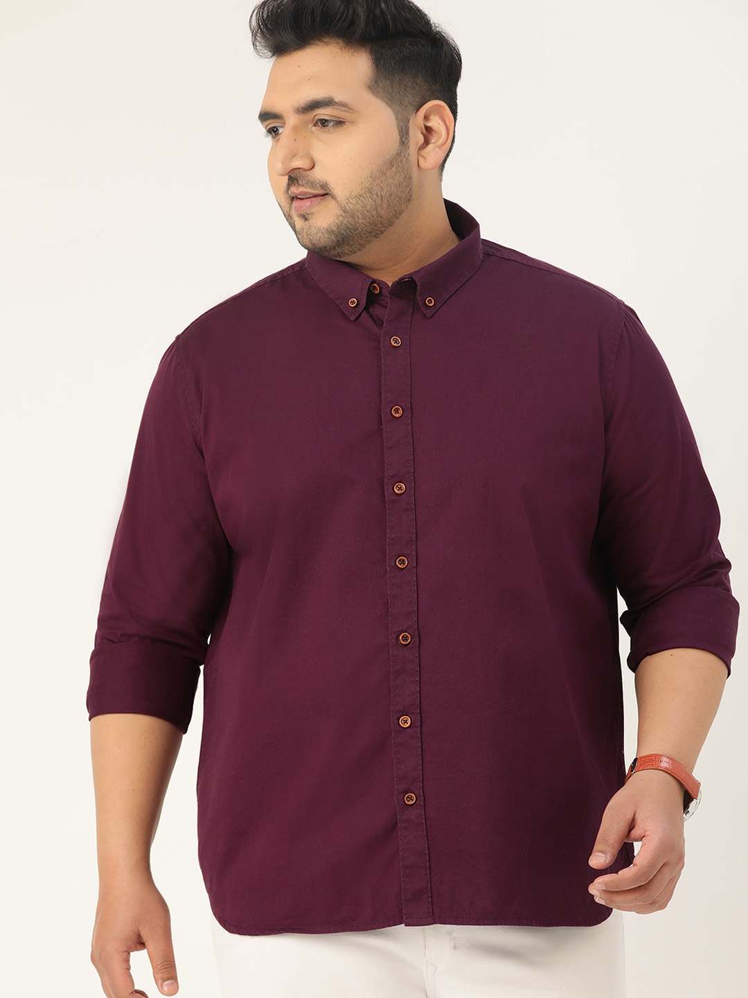

Sztori Men Plus Size Purple Solid Regular Fit Pure Cotton Casual Shirt