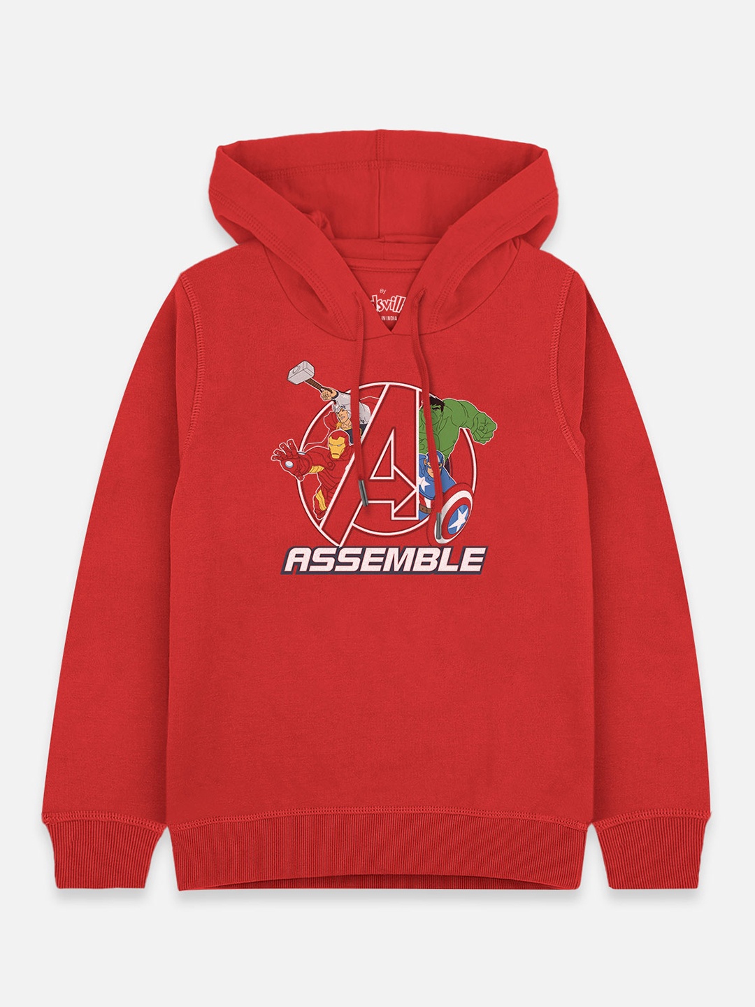 

Kids Ville Boys Red Avengers Printed Hooded Sweatshirt