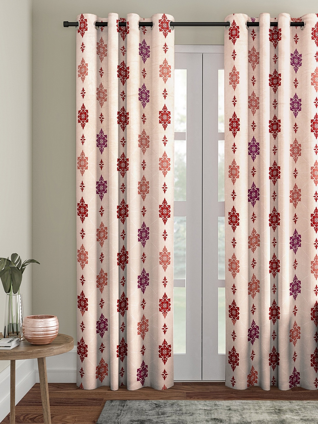 

ROMEE Beige & Orange Single Room Darkening Door Curtain