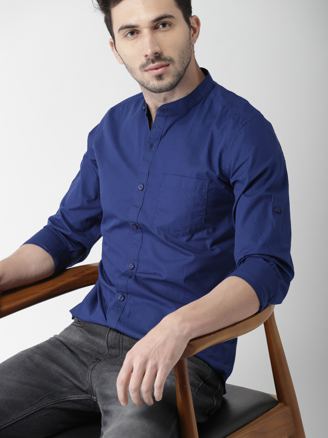 

Highlander Blue Slim Fit Casual Shirt