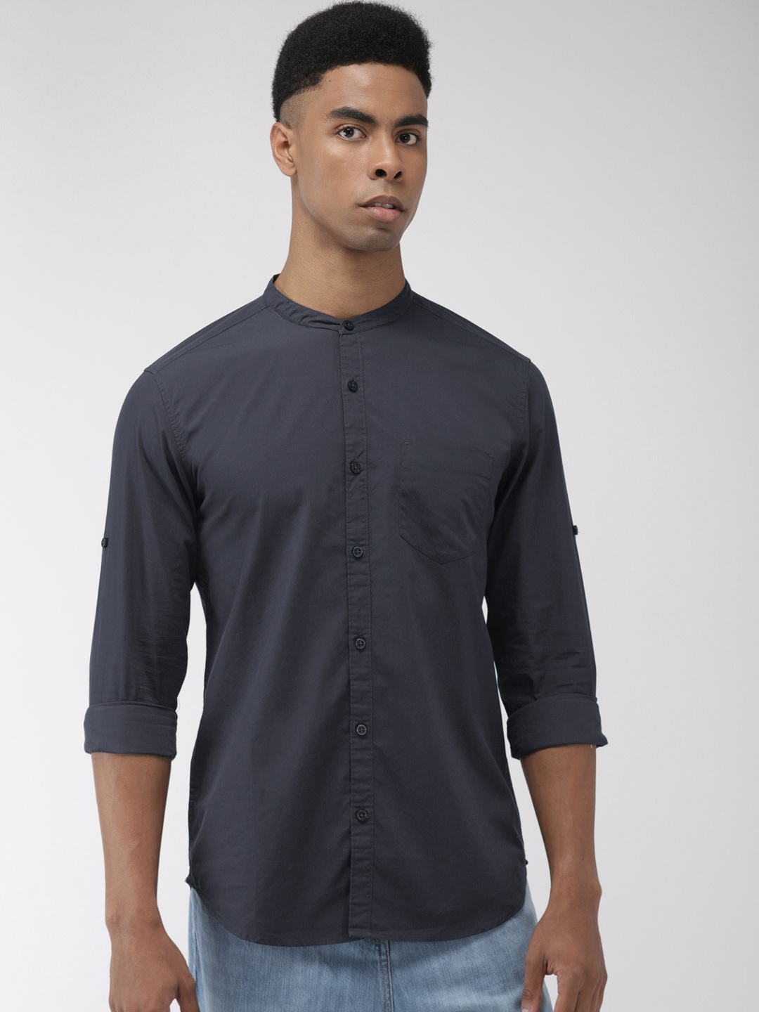 

HIGHLANDER Men Charcoal Slim Fit Solid Casual Shirt