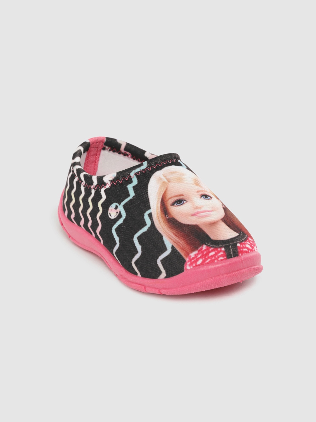 

toothless Girls Black & Beige Barbie Print Slip-on Sneakers