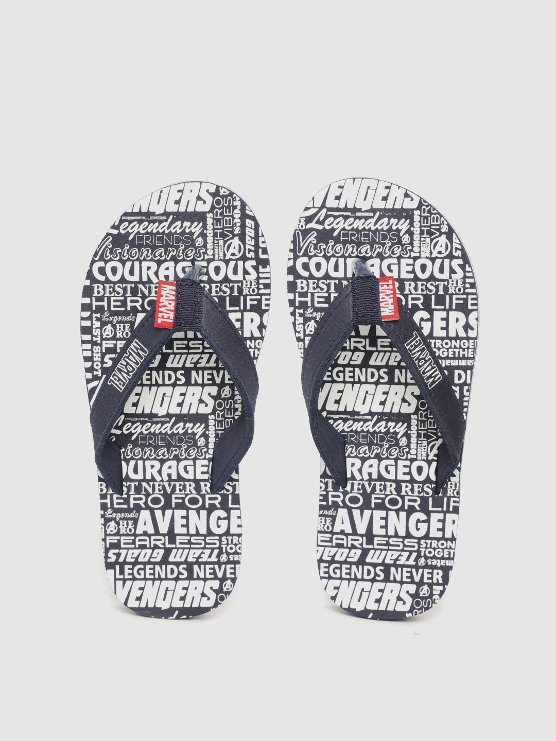 

toothless by toothless Boys Navy Blue & White Marvel Avengers Printed Thong Flip-Flops