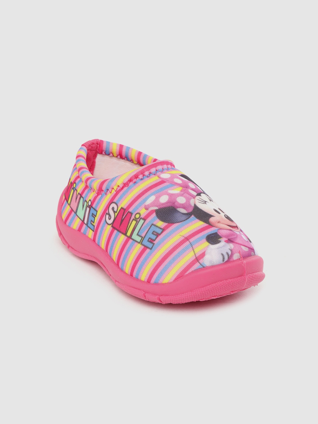 

toothless By toothless Girls Pink & Blue Striped Minnie Mouse Print Slip-On Sneakers