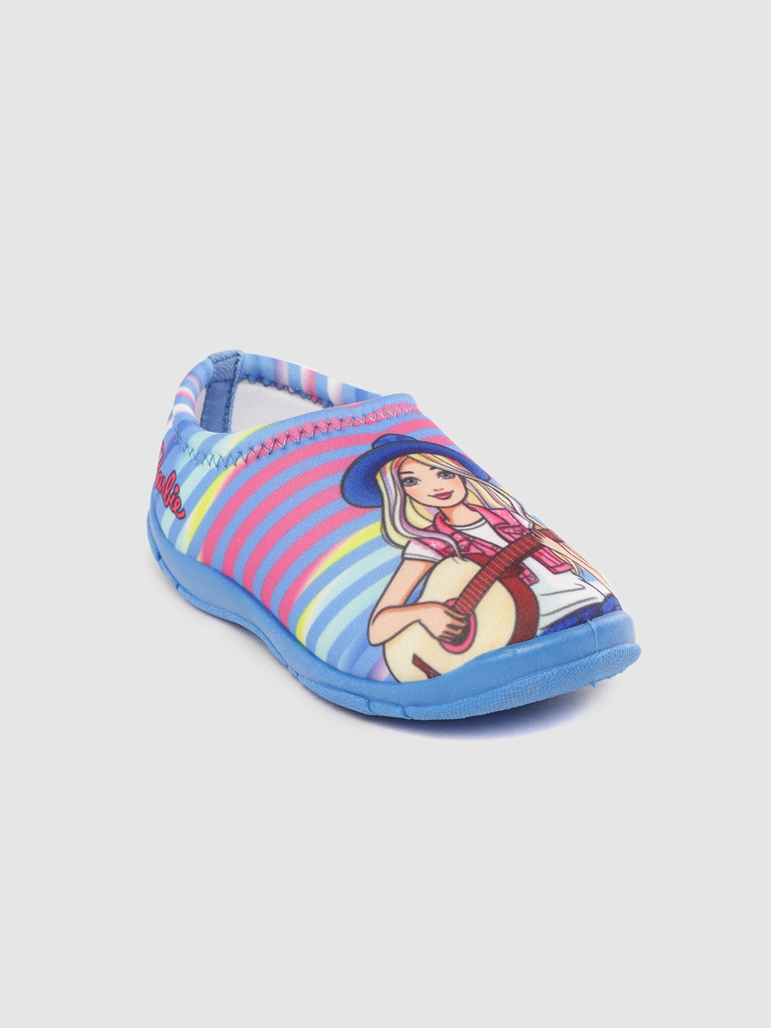 

toothless By Toothless Girls Blue & Beige Striped & Barbie Print Slip-On Sneakers