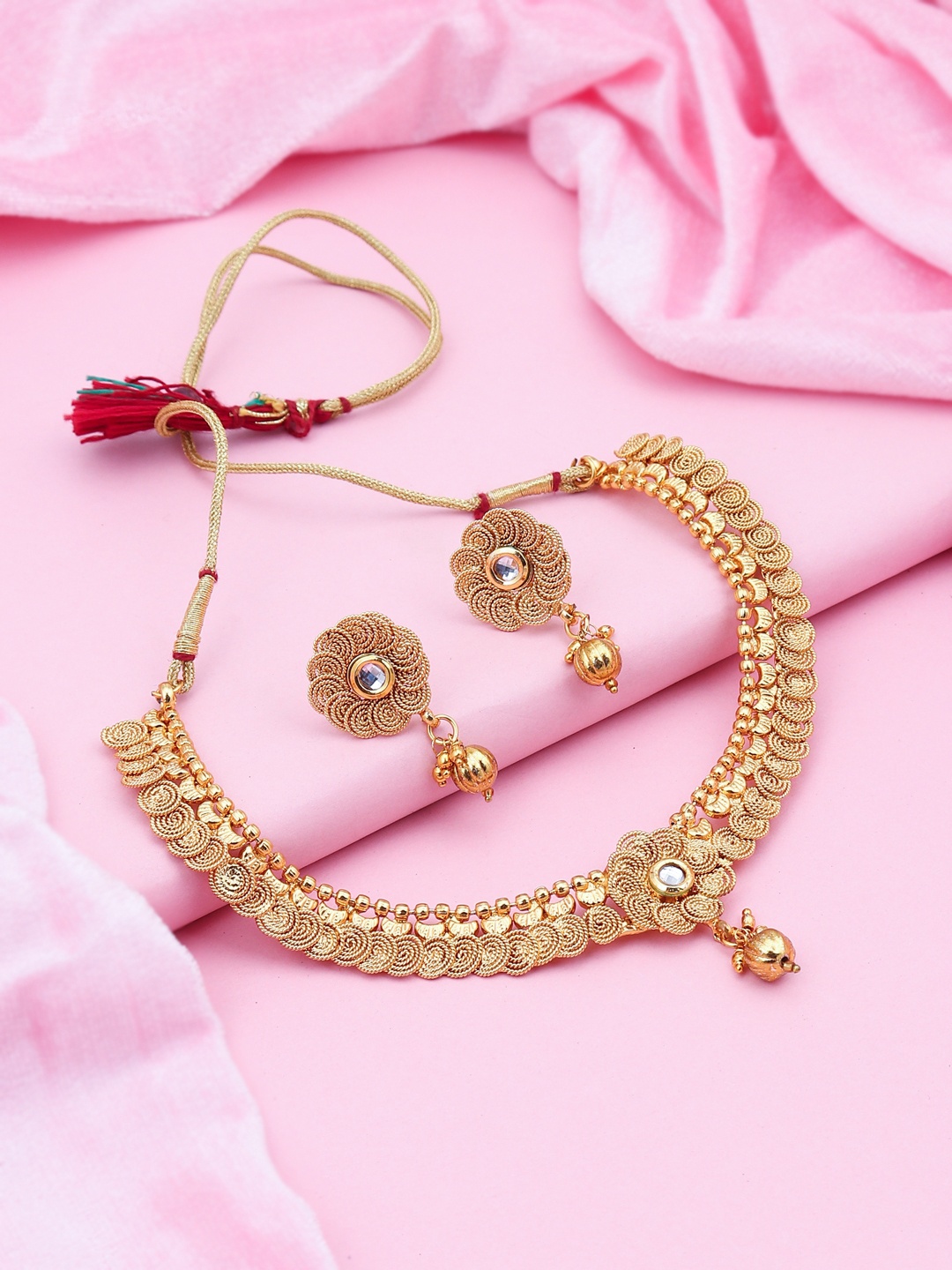 

Sukkhi Gold-Plated Beaded Antique Jewellery Set