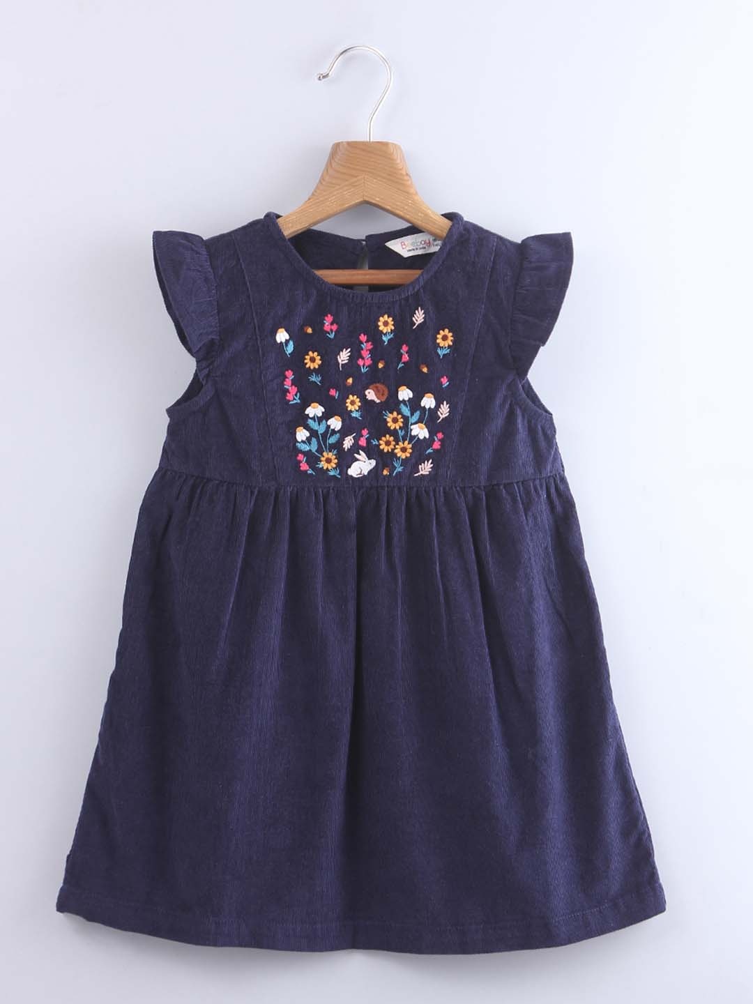 

Beebay Girls Navy Blue Embroidered A-Line Dress