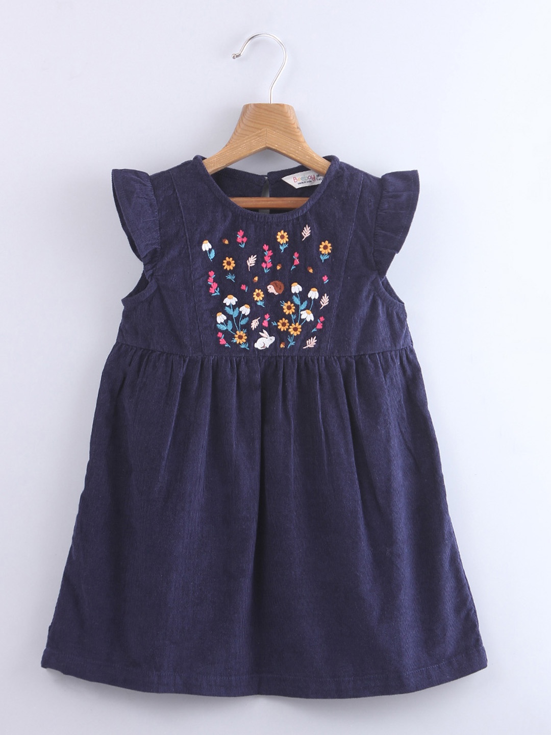 

Beebay Girls Navy Blue Embroidered A-Line Dress