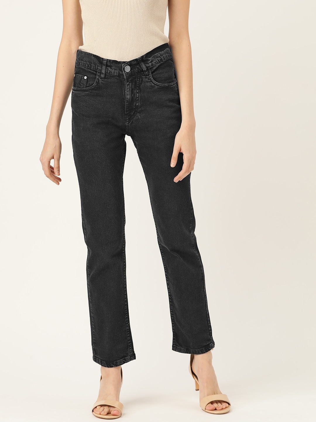 

Paris Hamilton Women Black Solid Boyfriend Fit Stretchable Jeans