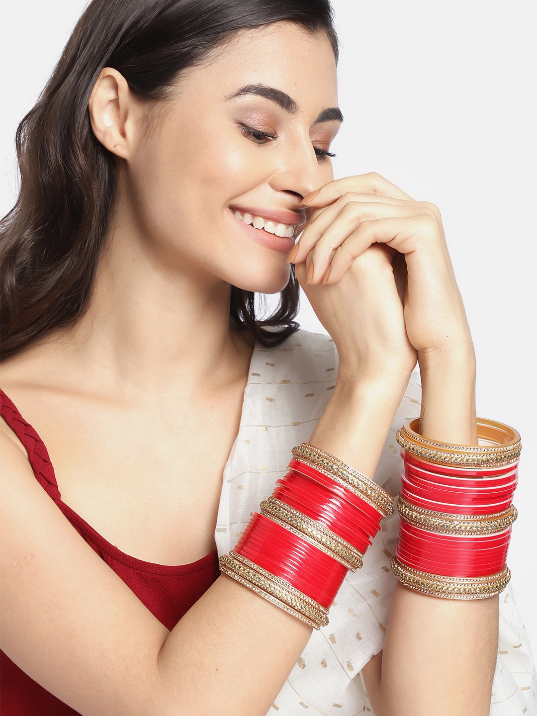 

Peora Red Set of 2 Handmade Bangles