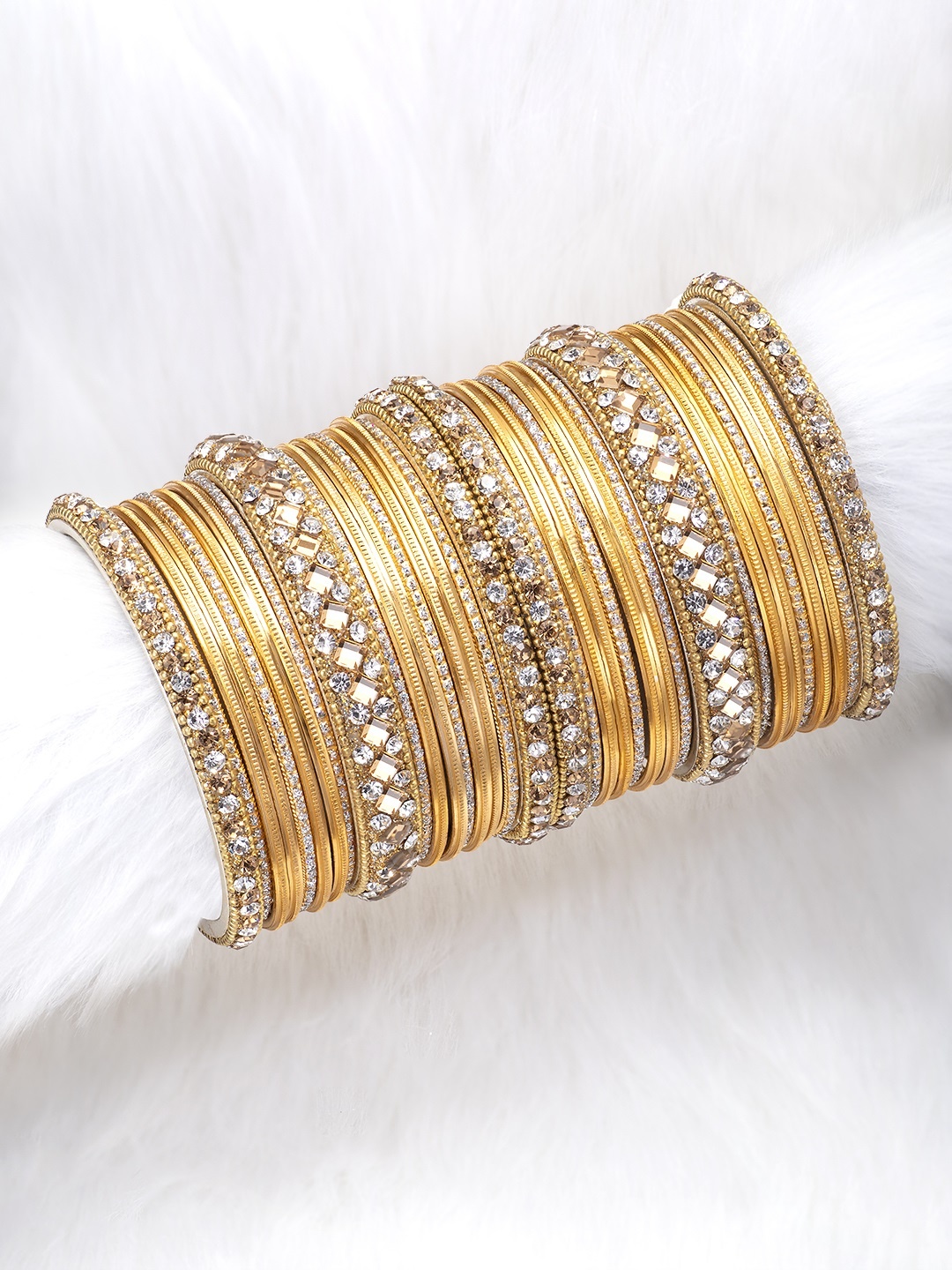 

Peora Gold-Plated Set Of 2 Stone Studded Metal Chuda Bangle Set