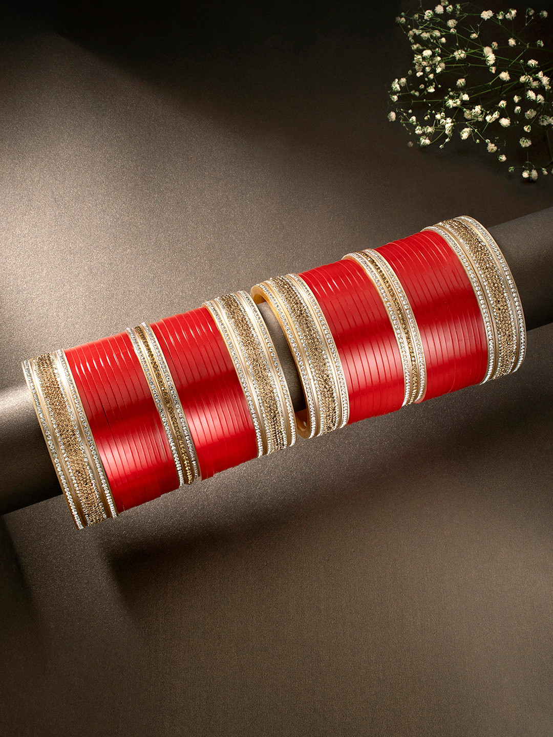 

Peora Red & Gold-Plated Set Of 2 Matching Bangles Wedding Chuda Set
