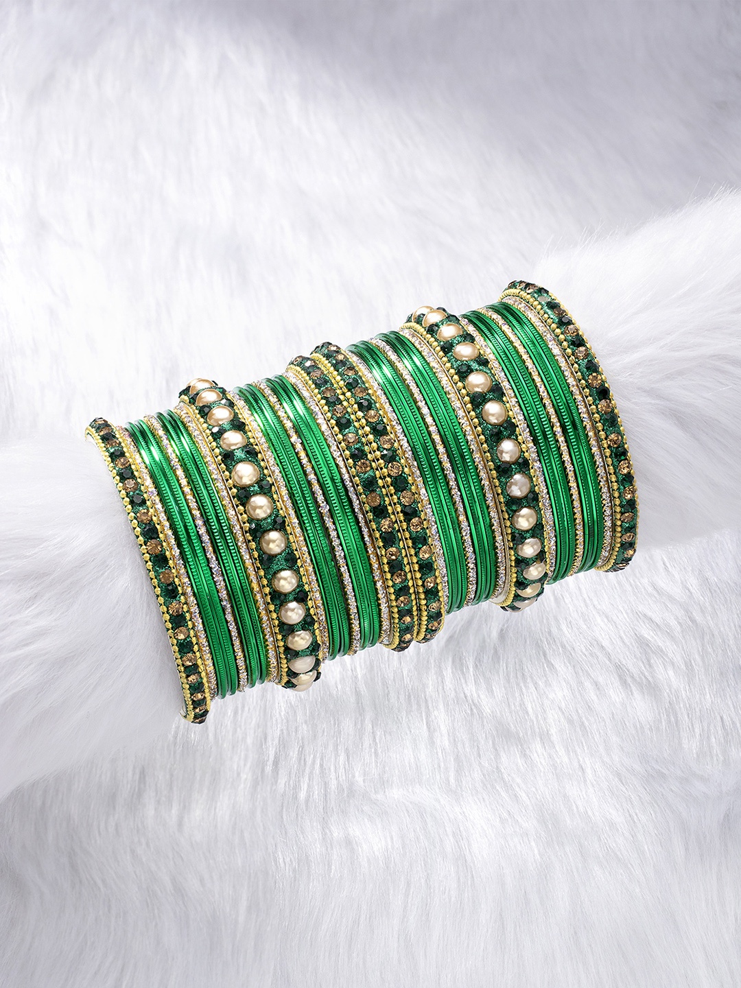 

Peora Women Set of 34 Chura Chuda Bangle Set, Green