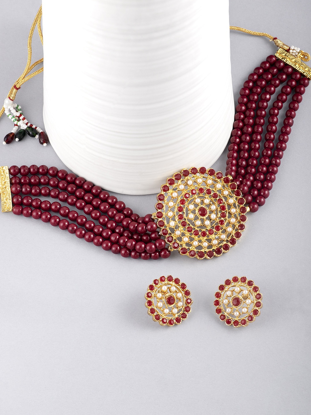 

Peora Gold Plated & Red Jewellery Set