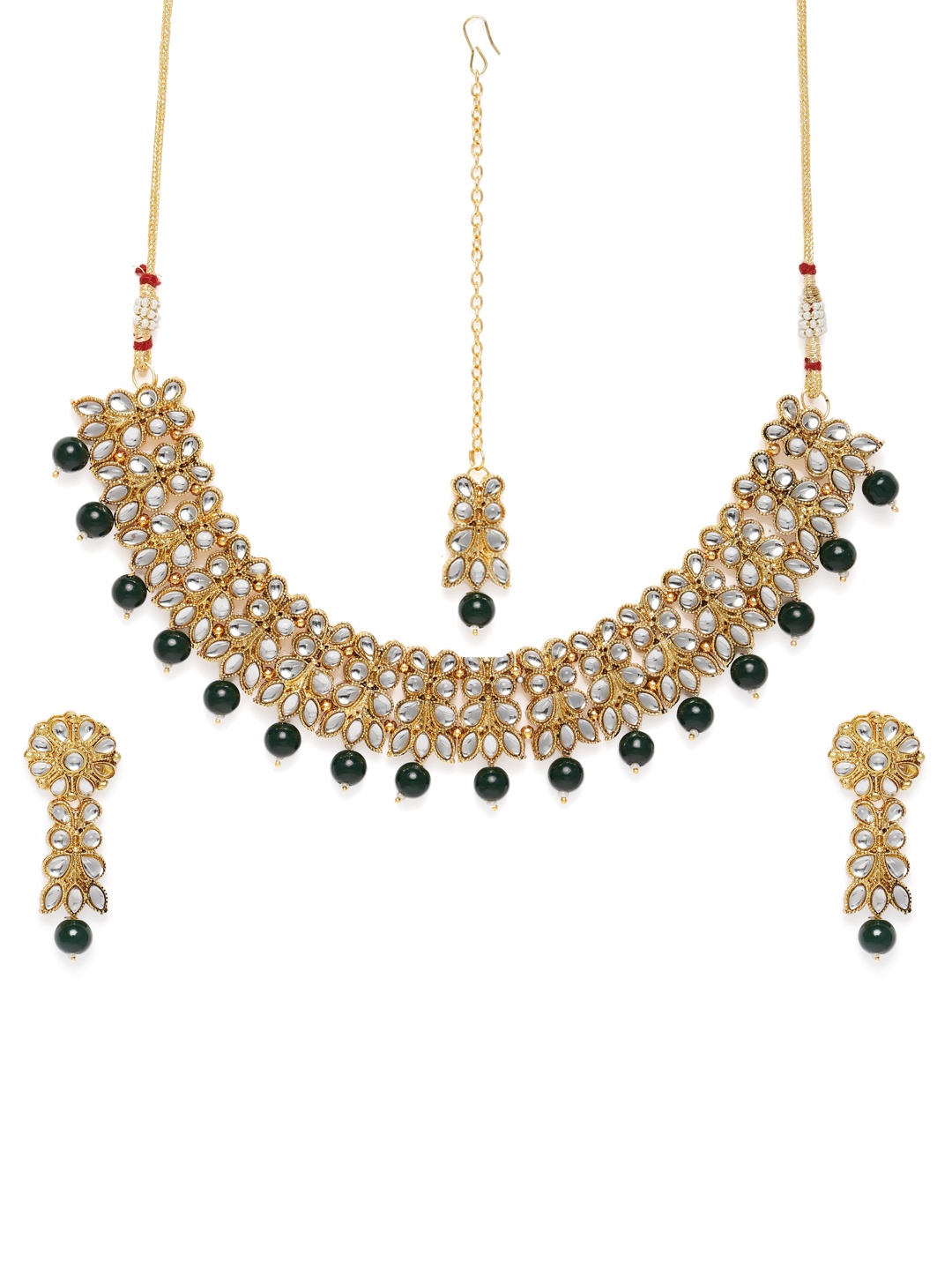 

Peora Gold Plated & Green Kundan Jewellery Set