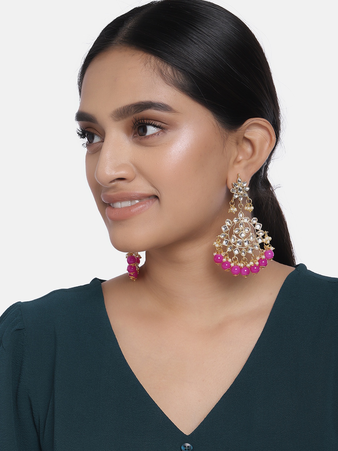 

Peora Gold-Toned & Pink Classic Chandbalis