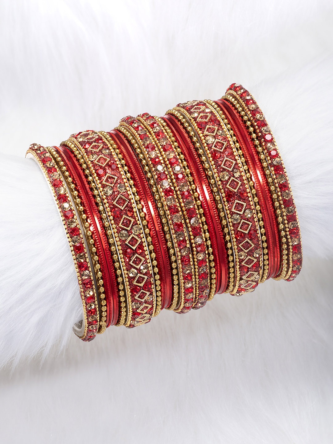 

Peora Women Set of 22 Chura Chuda Bangle Set, Gold