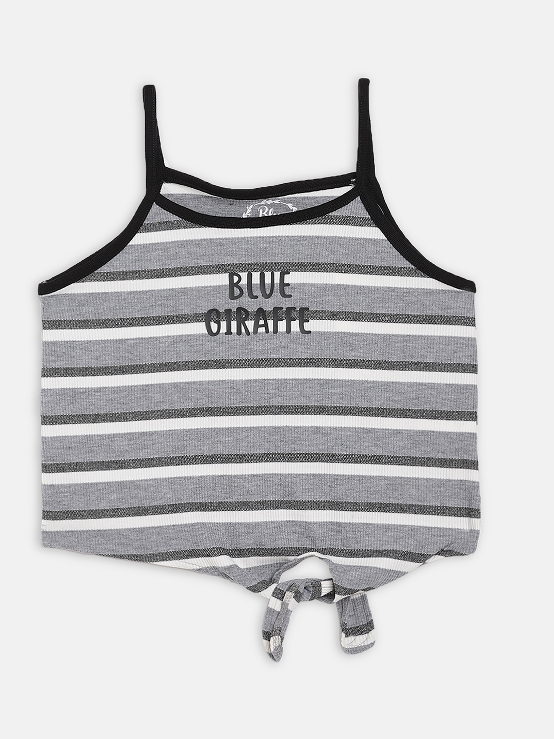 

Blue Giraffe Girls Grey & White Striped Tank Top