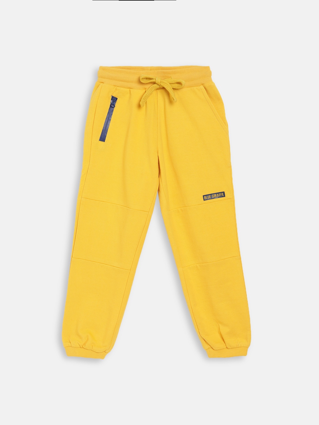 

Blue Giraffe Boys Yellow Solid Straight-Fit Joggers