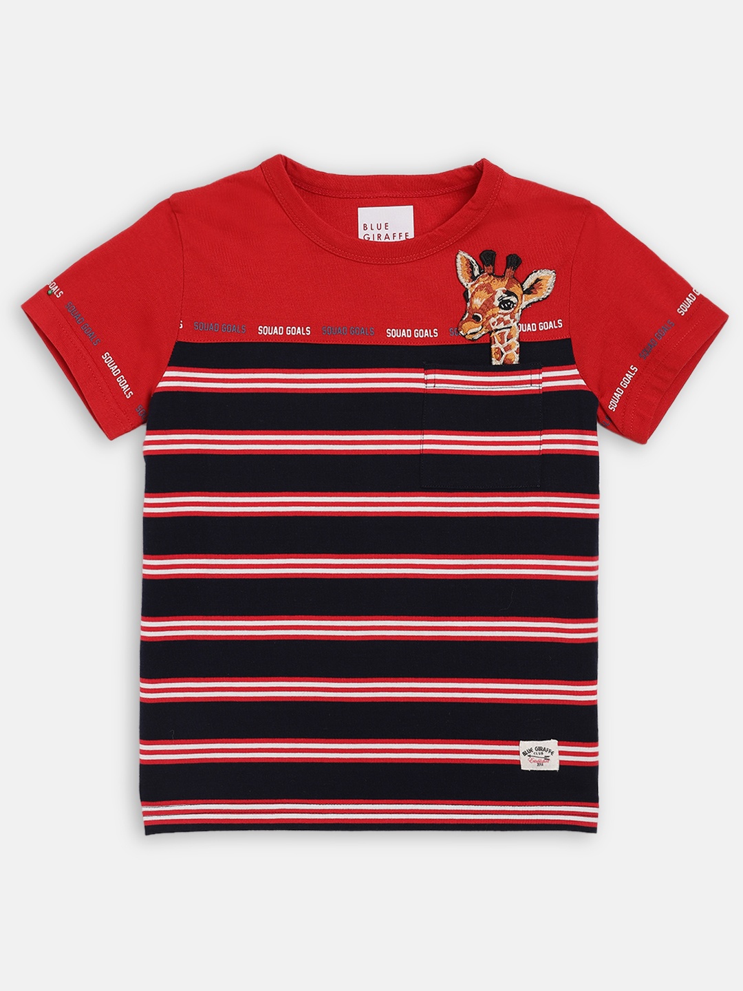 

Blue Giraffe Boys Navy Blue Striped Round Neck T-shirt