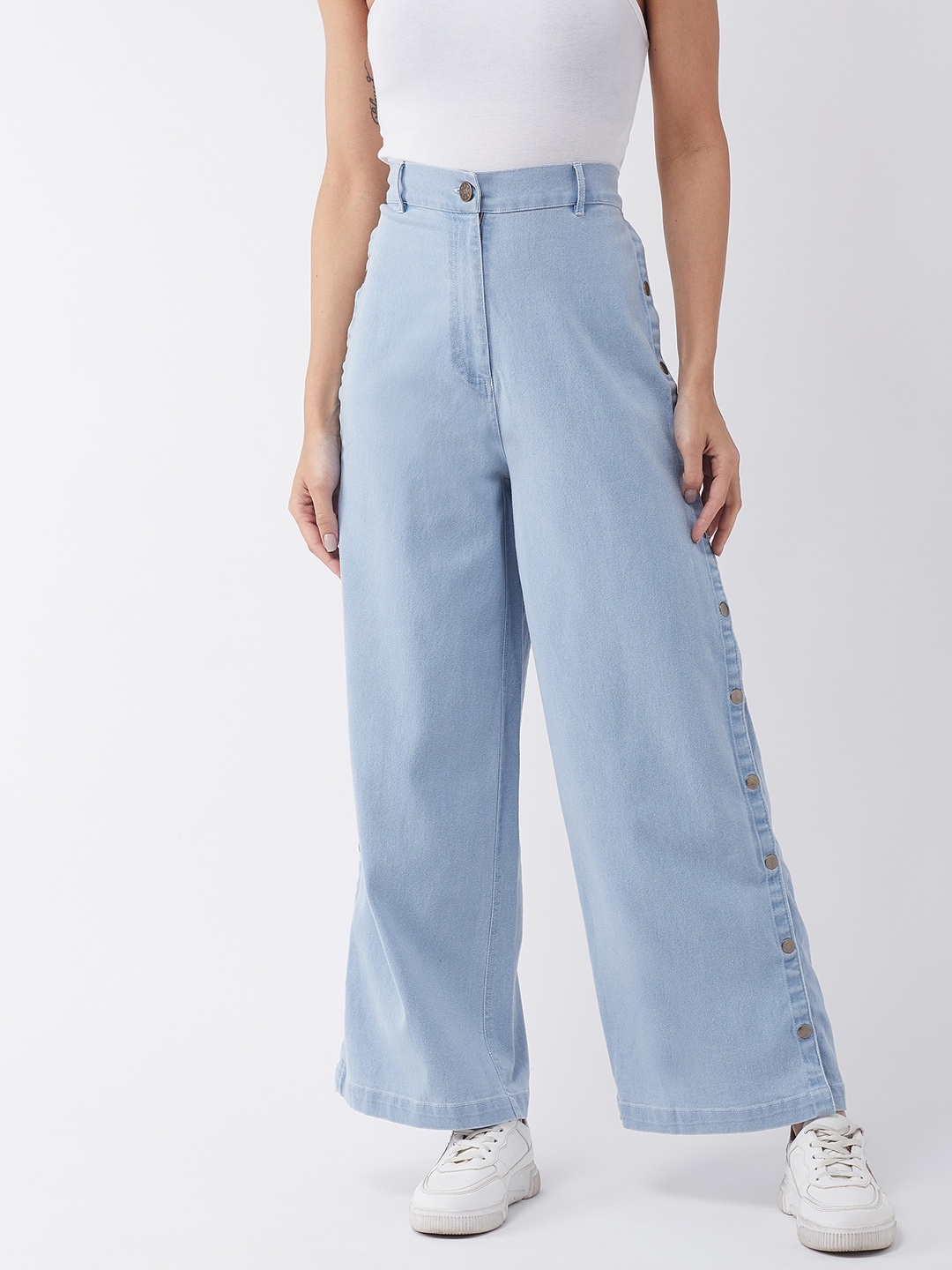 

MAGRE Women Blue Flared Solid Culottes
