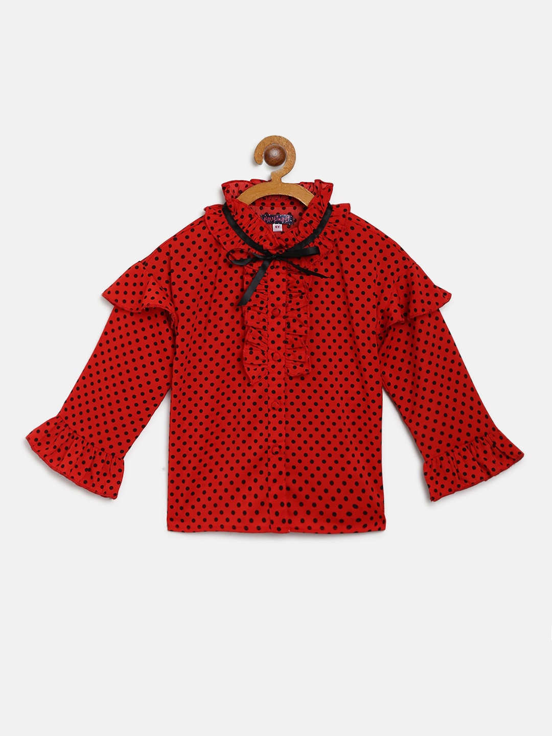 

Nauti Nati Girls Red & Black Polka Dot Print Shirt Style Top