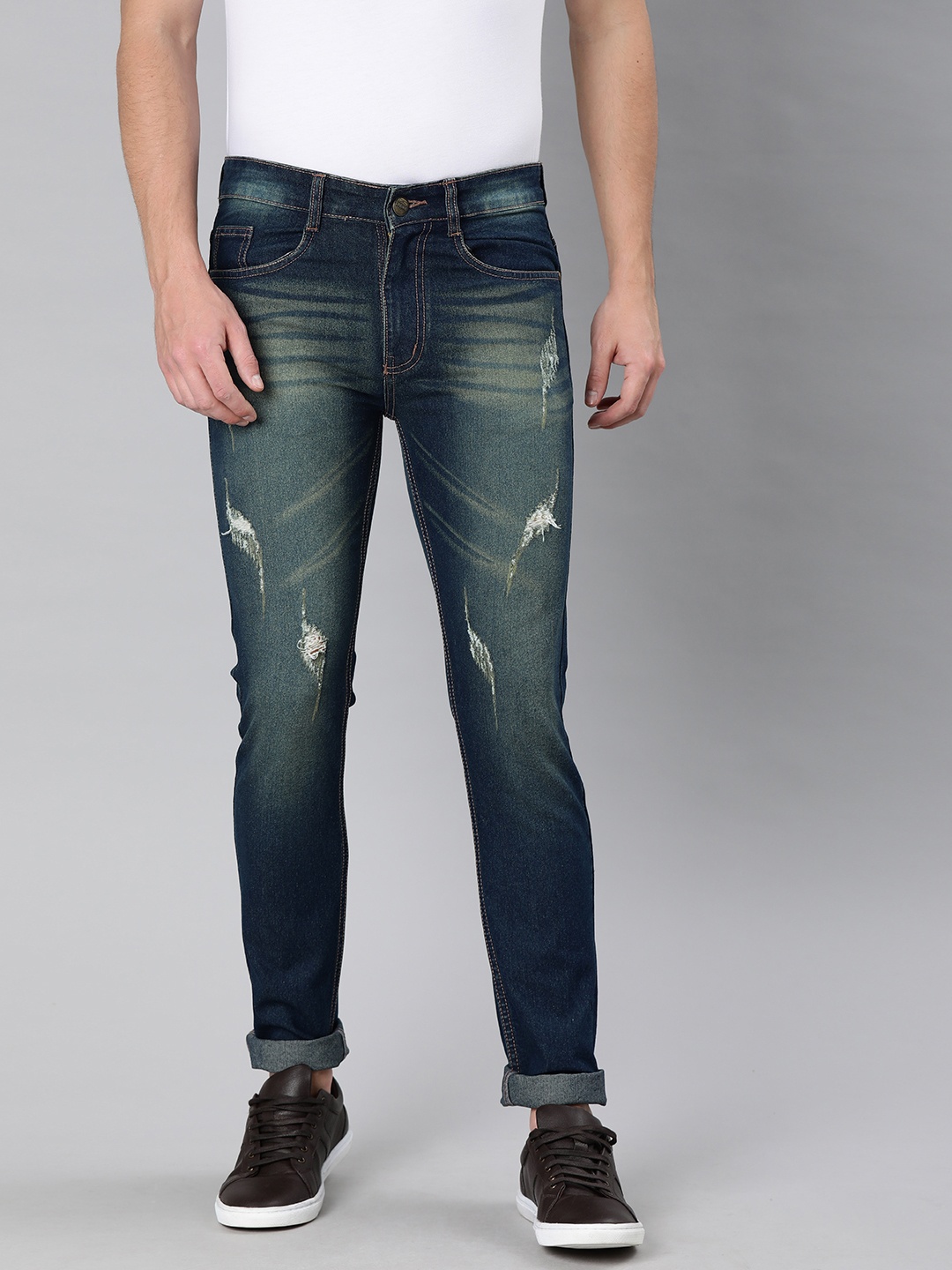 

Urbano Fashion Men Blue Slim Fit Mid-Rise Mildly Distressed Stretchable Jeans