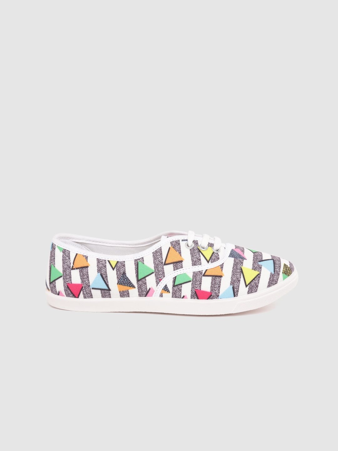 

Kook N Keech Women Multicoloured Triangular Print & Striped Sneakers, Multi
