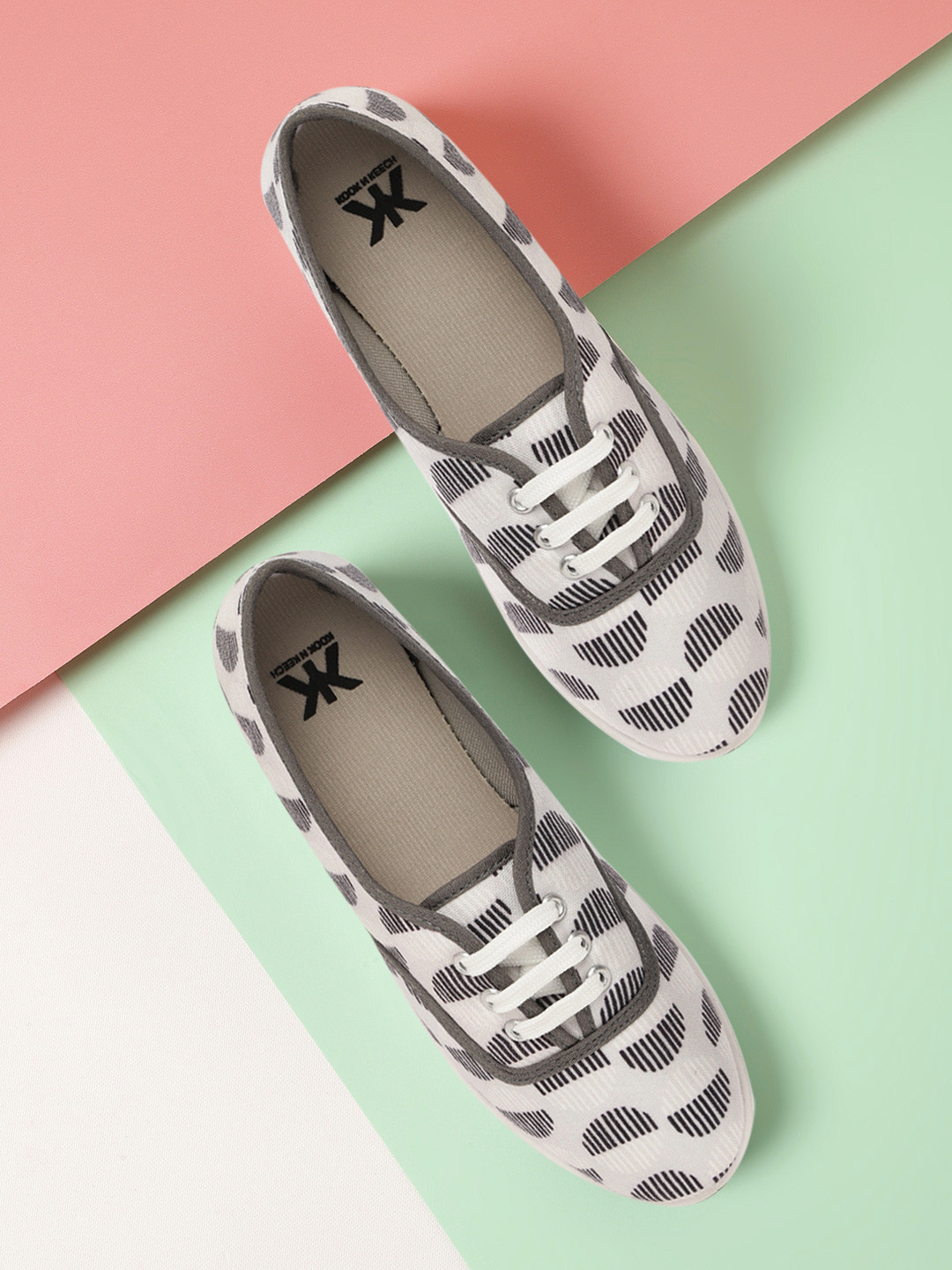 

Kook N Keech Women Grey & Black Printed Sneakers