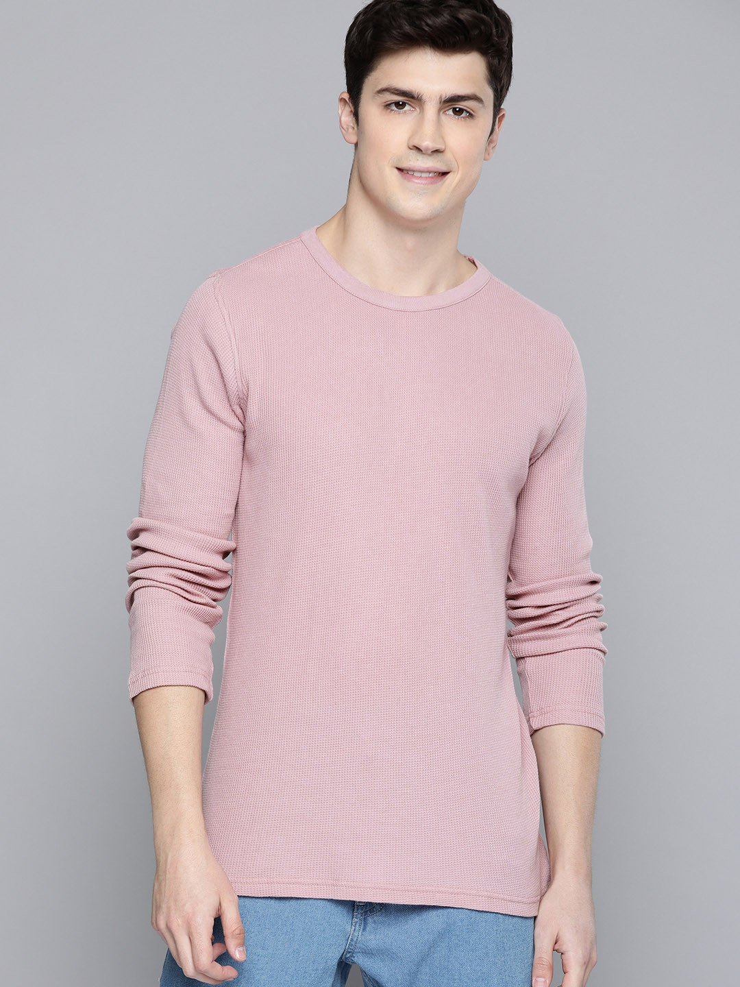 

Mast & Harbour Men Pink Self Design Round Neck T-shirt