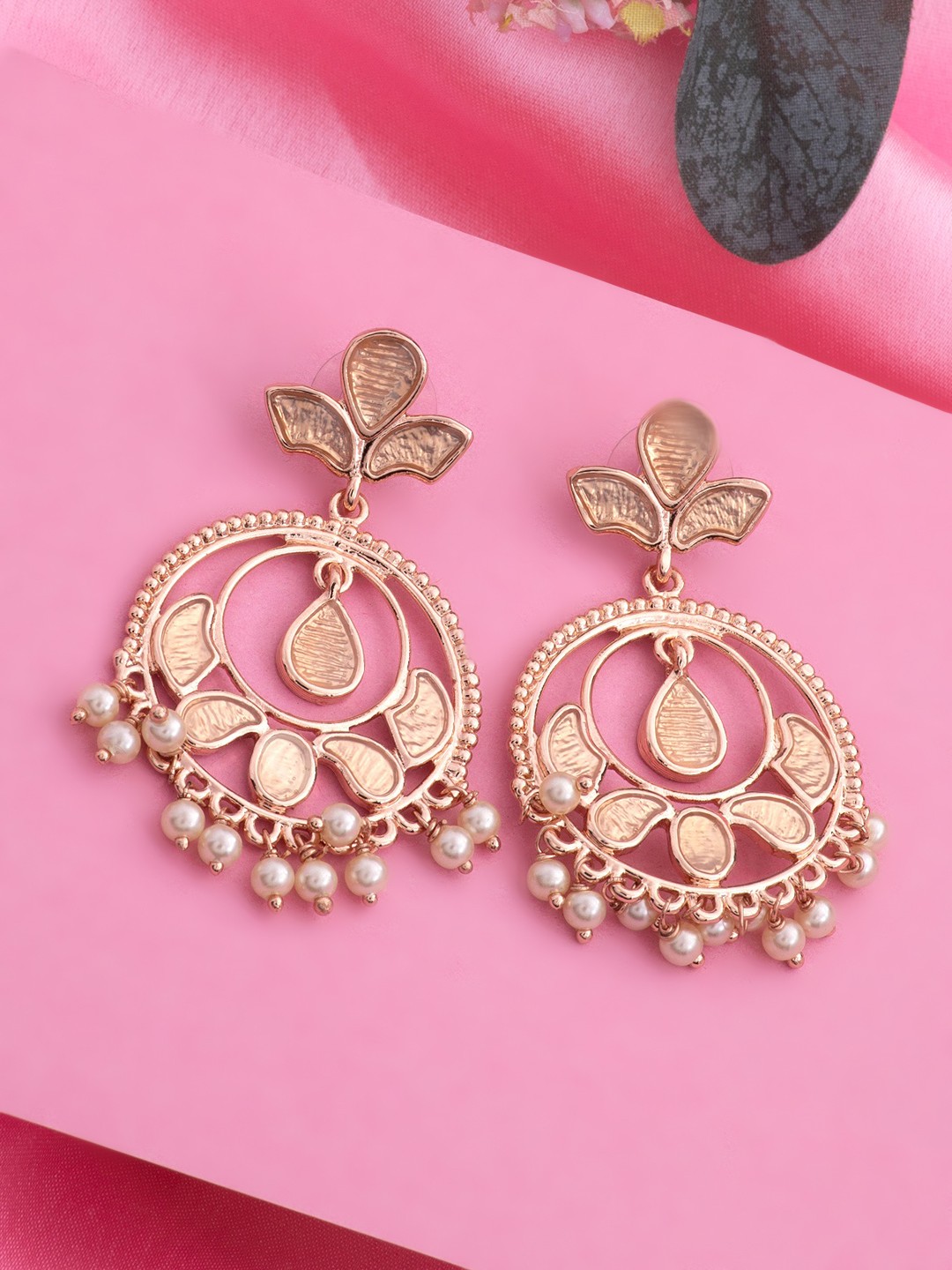 

Estele Gold-Toned & Yellow Classic Chandbalis