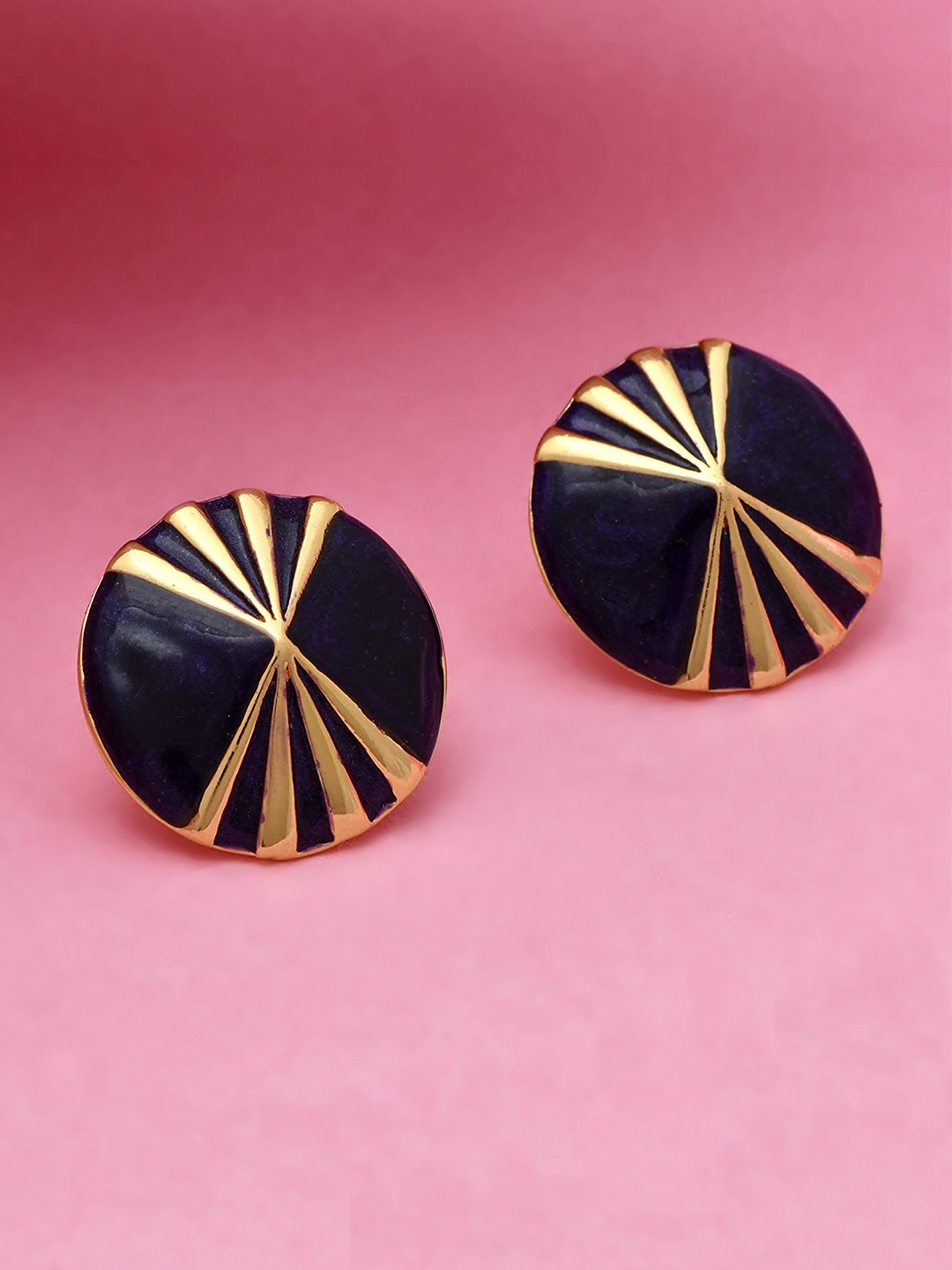 

Estele Gold-Plated Black Circular Studs