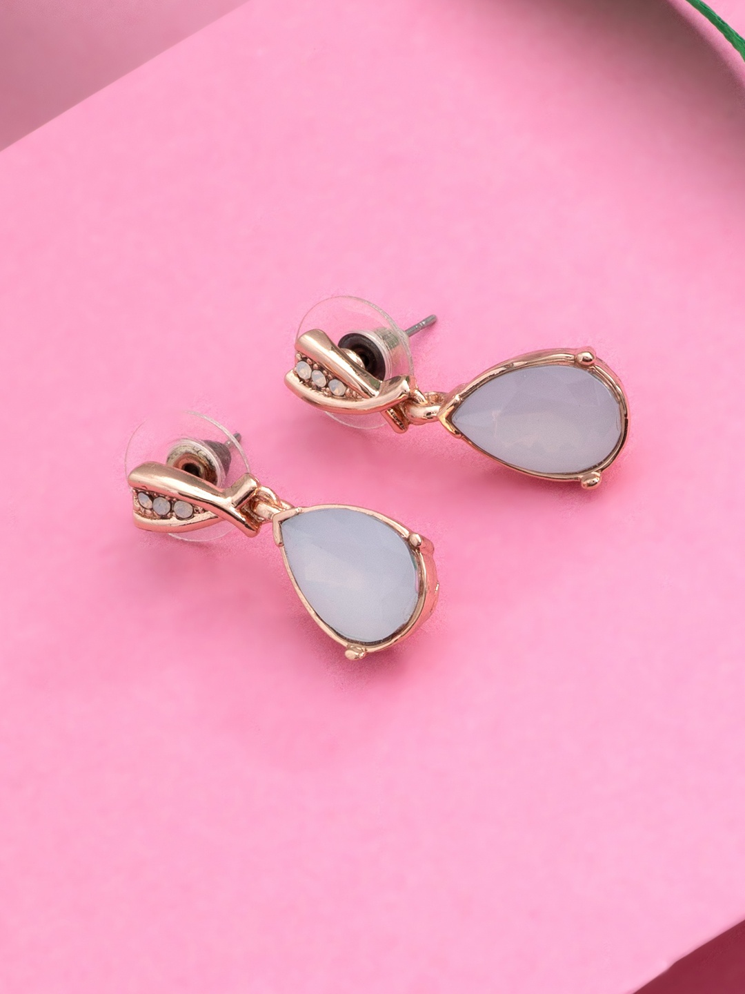 

Estele Rose Gold Rhodium-Plated Contemporary Drop Earrings