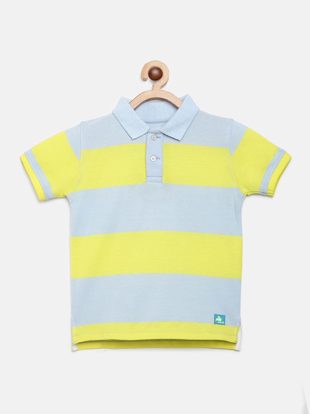 

Cherry Crumble Boys Yellow & Blue Striped Polo Collar T-shirt