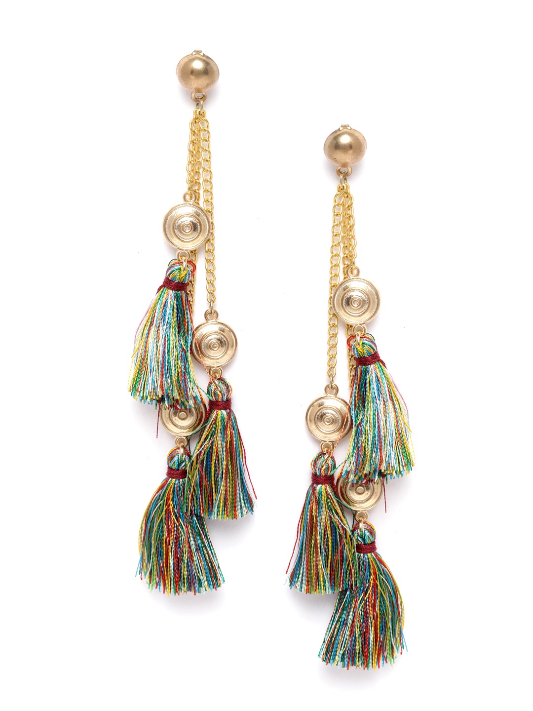 

DIVA WALK EXCLUSIVE Multicoloured Gold-Plated Tasselled Handcrafted Drop Earrings, Multi