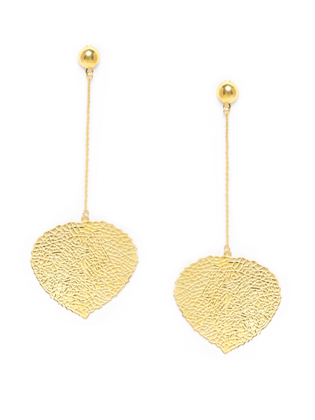 

DIVA WALK EXCLUSIVE Gold-Plated Handcrafted Leaf-Shaped Drop Earrings